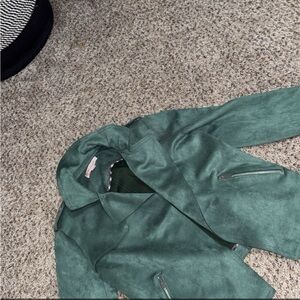 Philosophy Green Suede-Look Moto Jacket